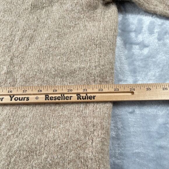 Loft Cardigan Womens Medium Taupe Alpaca Wool Blend Hood Pockets Thick Warm - Picture 9 of 12